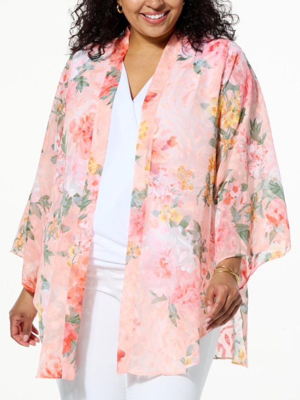Colleen Lopez Women's Woven Tie-Front Burnout Topper Pink 1x New